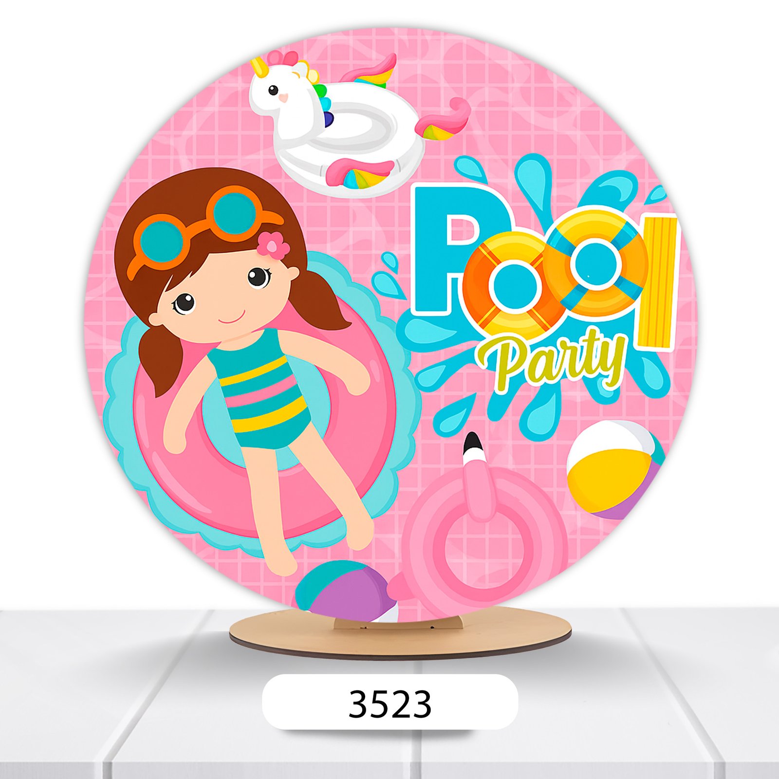 Painel Redondo Pool Party 50x50cm