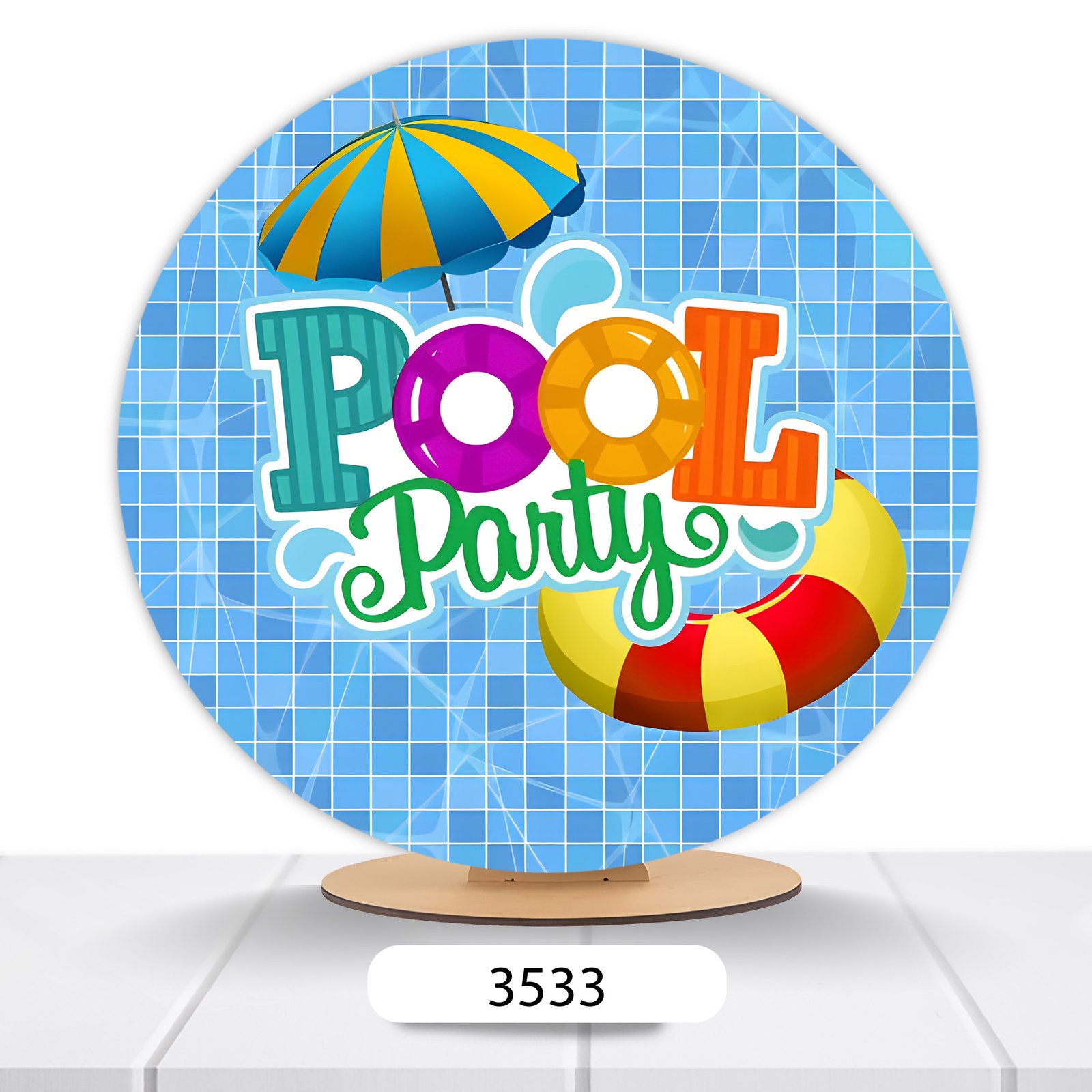 Painel Redondo Pool Party 50x50cm - Imagem 11