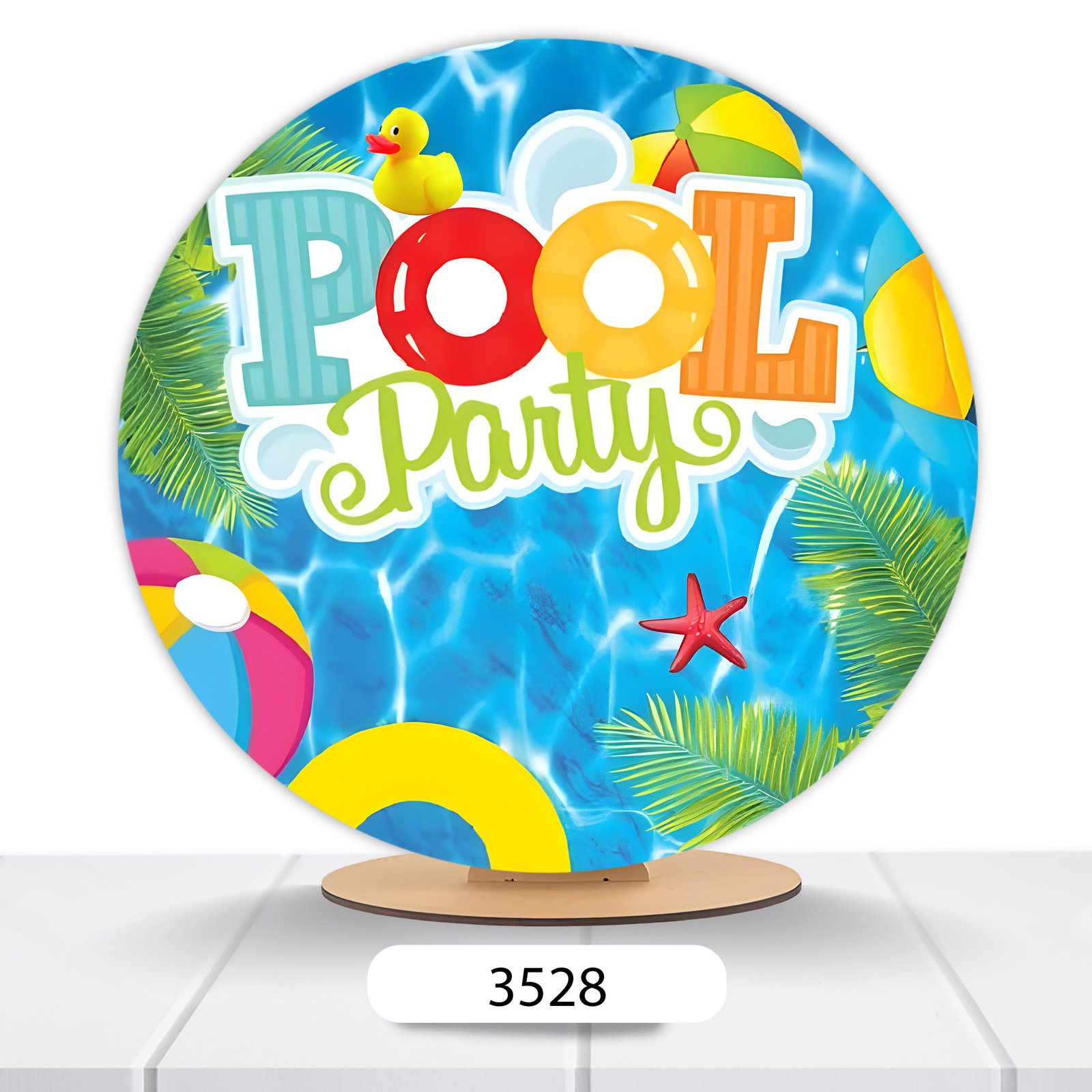 Painel Redondo Pool Party 50x50cm - Imagem 6
