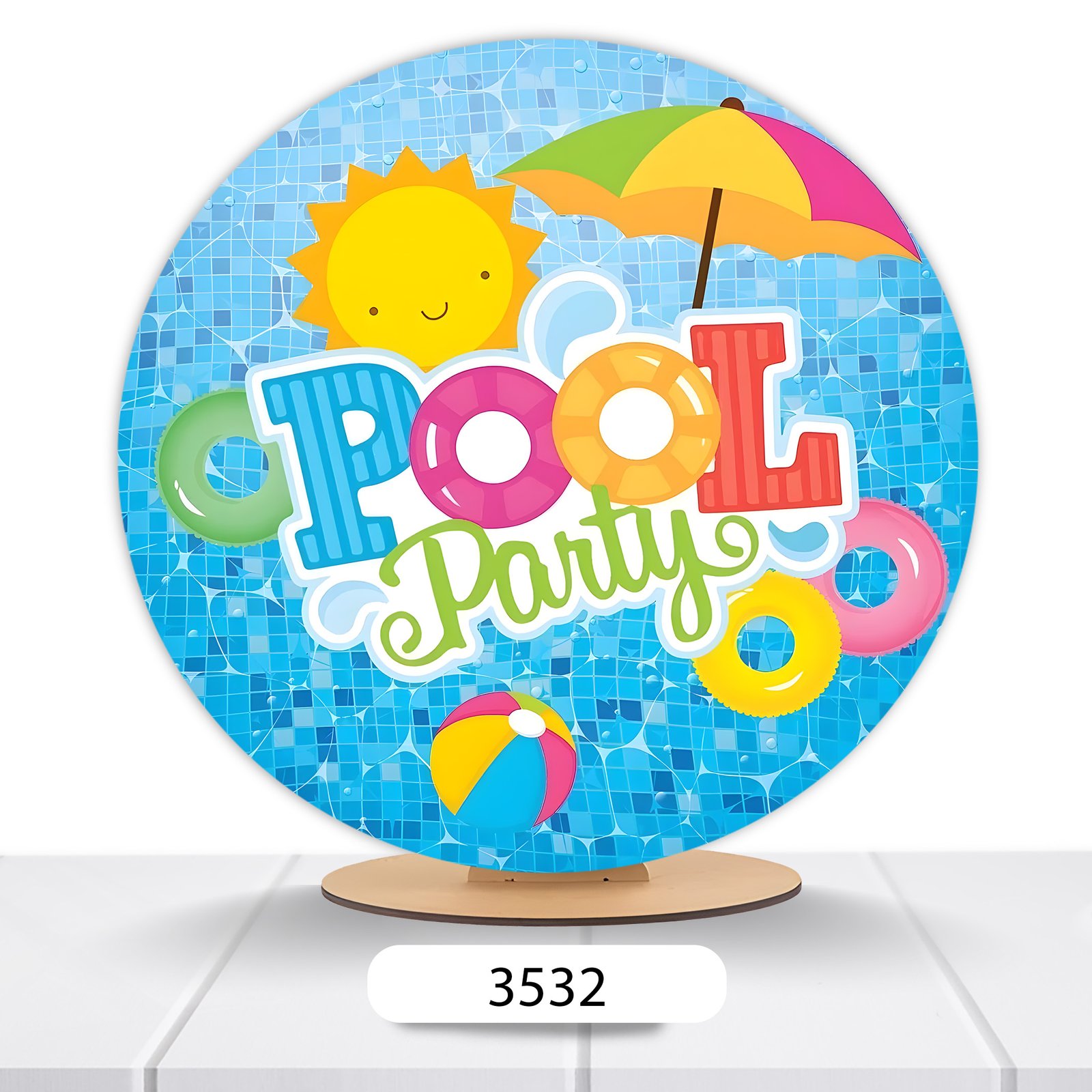 Painel Redondo Pool Party 50x50cm - Imagem 10