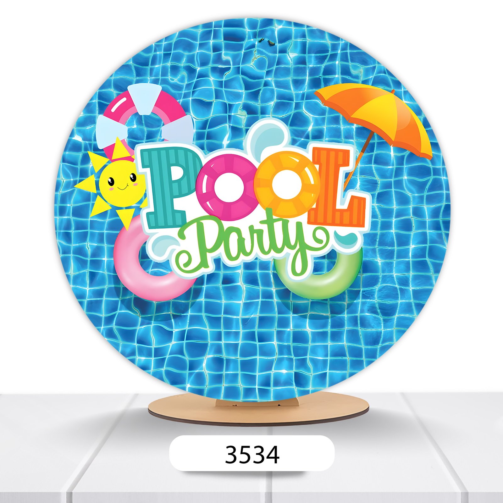 Painel Redondo Pool Party 50x50cm - Imagem 12