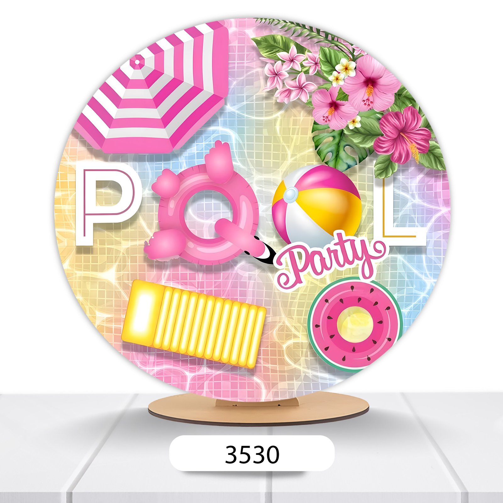 Painel Redondo Pool Party 50x50cm - Imagem 8
