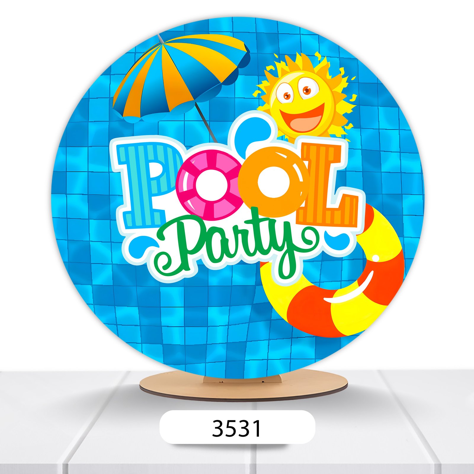Painel Redondo Pool Party 50x50cm - Imagem 9