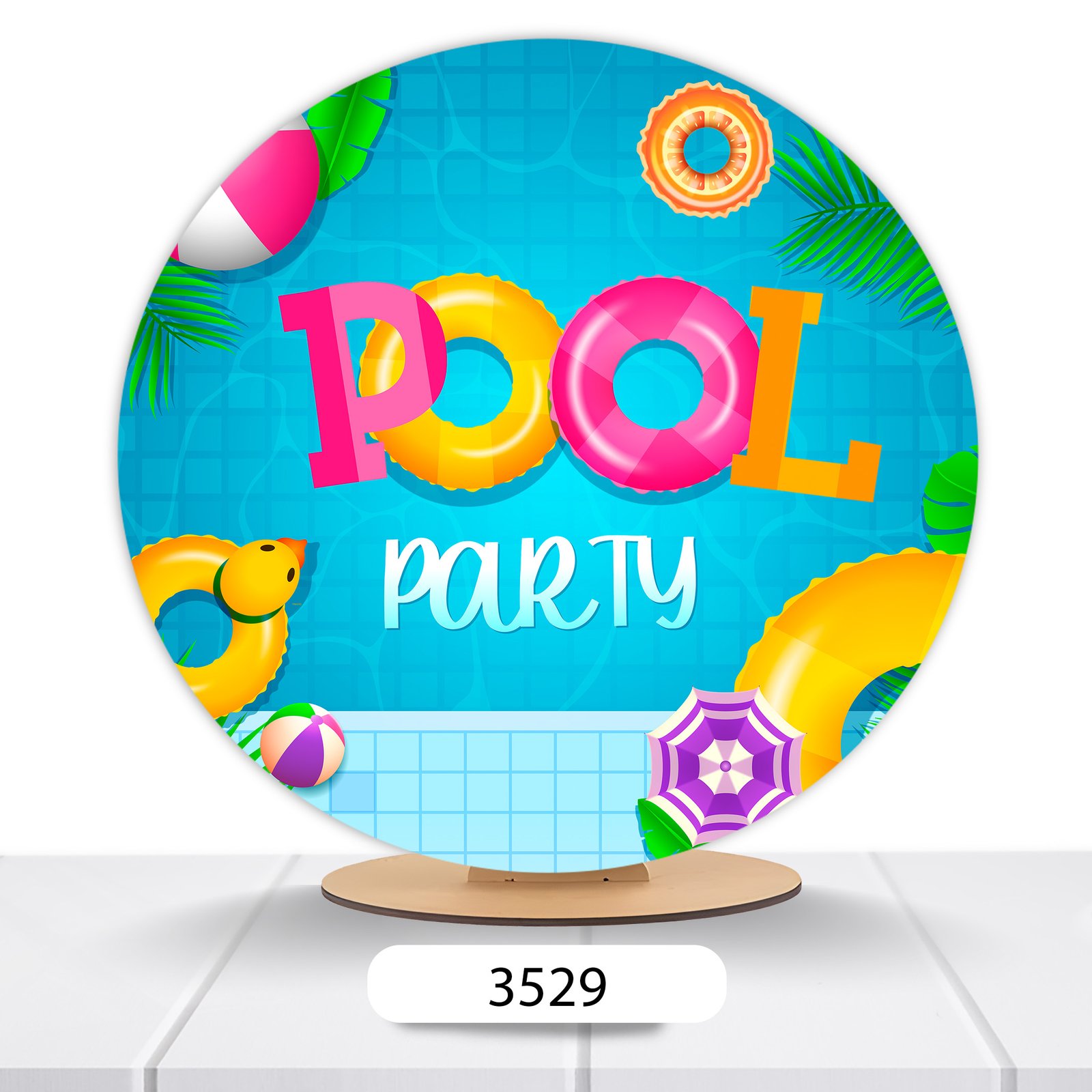 Painel Redondo Pool Party 50x50cm - Imagem 7