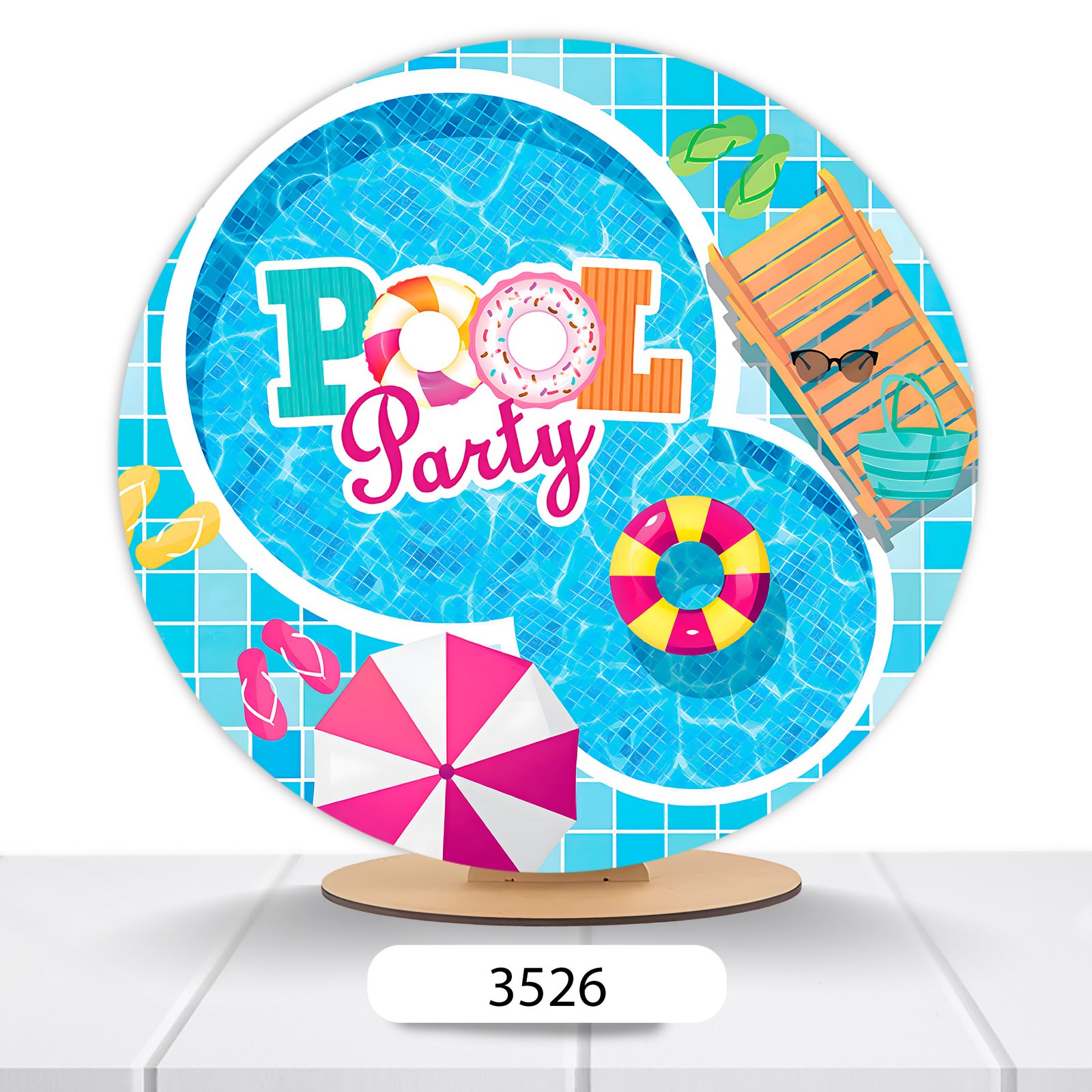 Painel Redondo Pool Party 50x50cm - Imagem 4