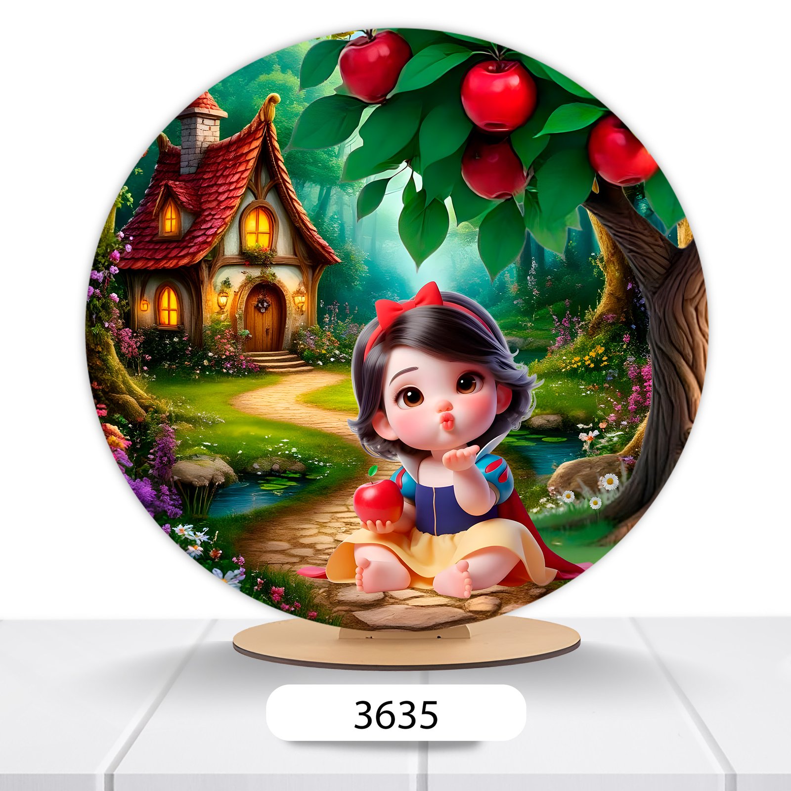Painel Redondo Branca De Neve 50x50cm - Imagem 10