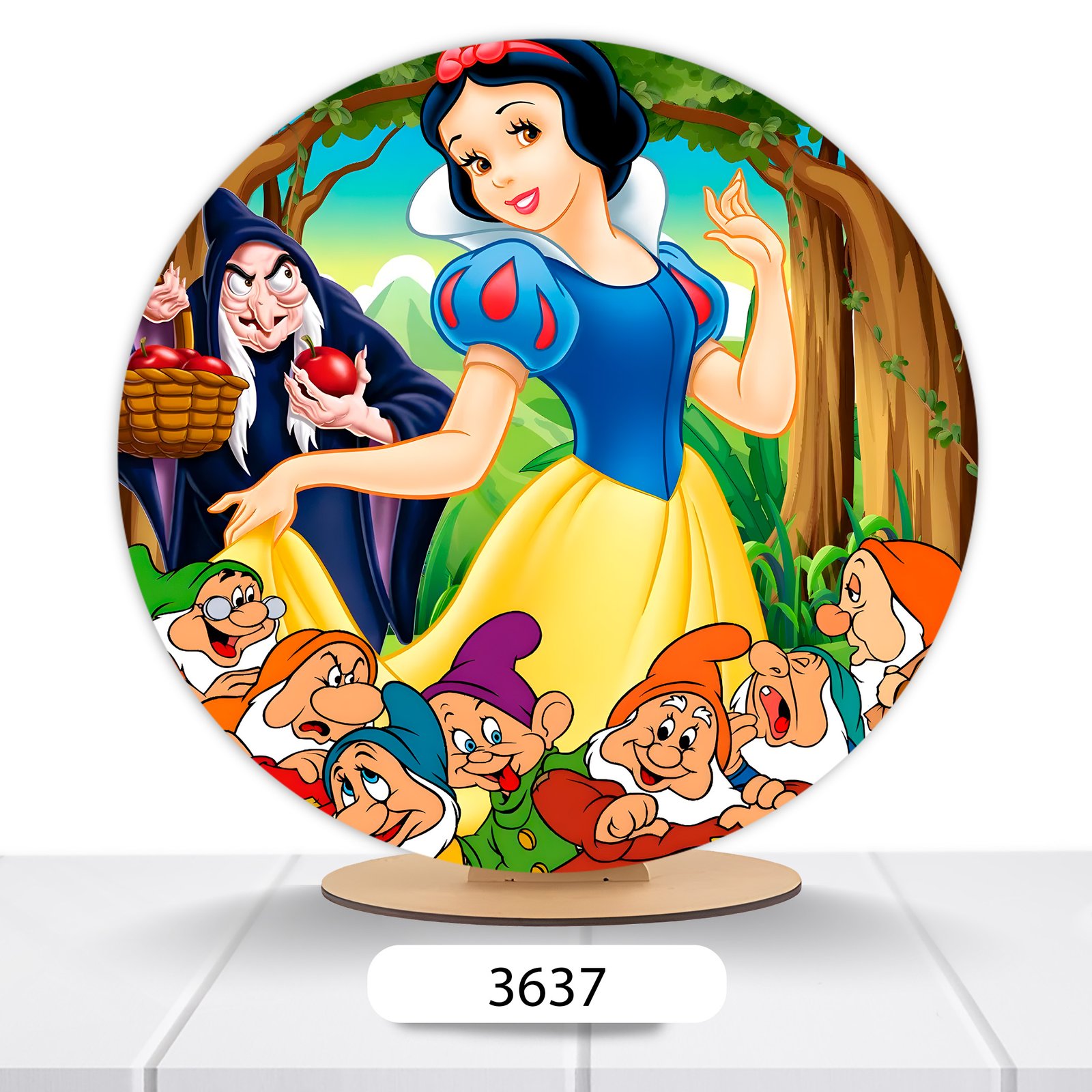 Painel Redondo Branca De Neve 50x50cm - Imagem 12