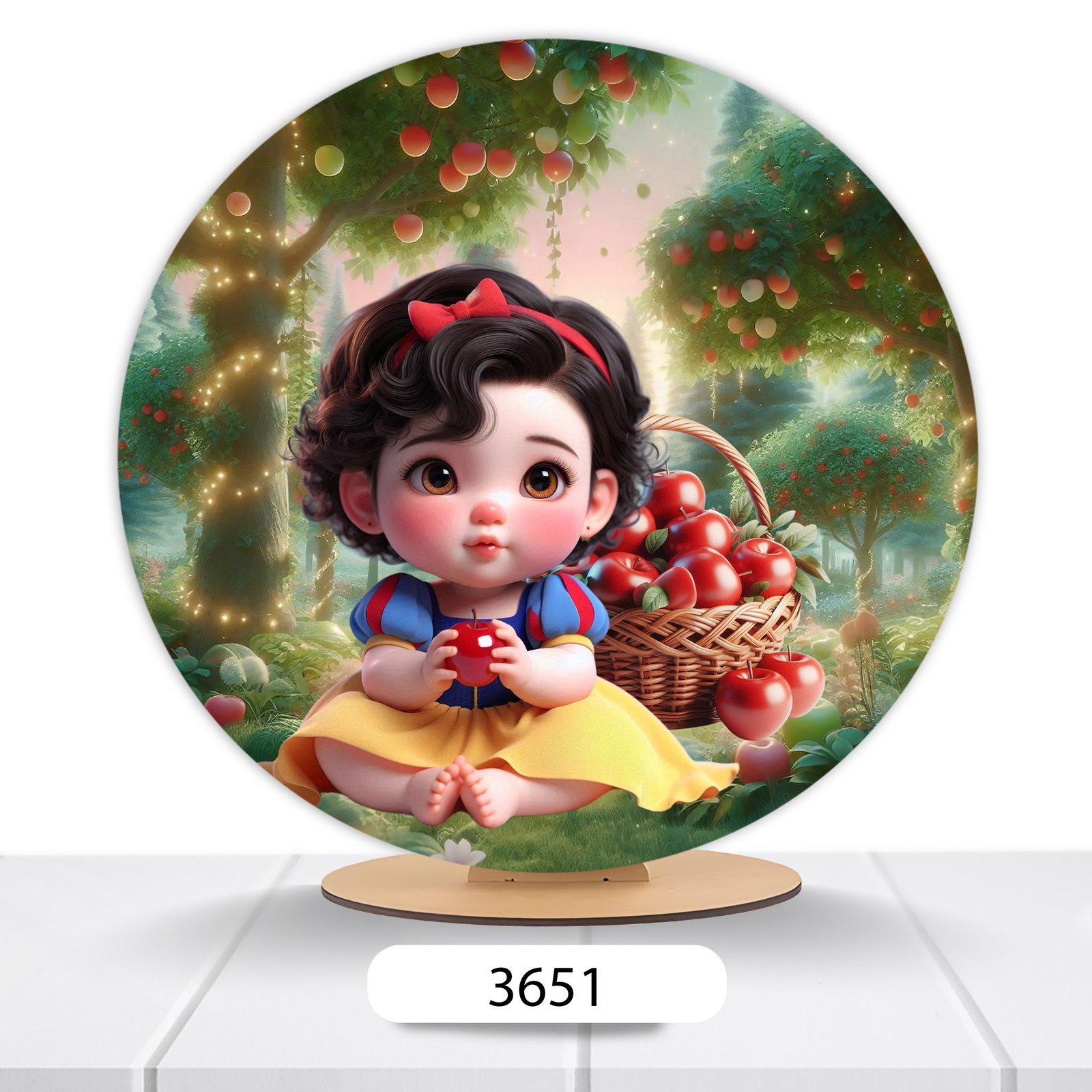 Painel Redondo Branca De Neve 50x50cm - Imagem 7