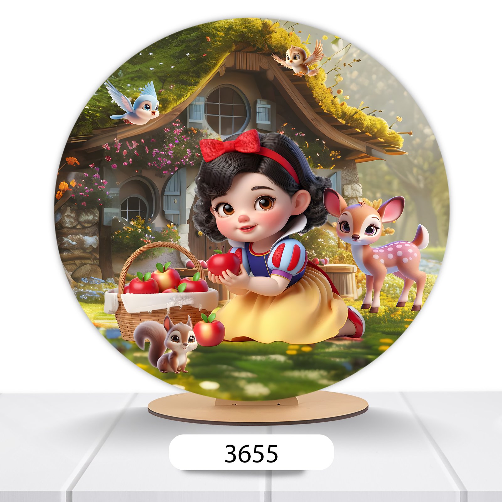 Painel Redondo Branca De Neve 50x50cm - Imagem 11