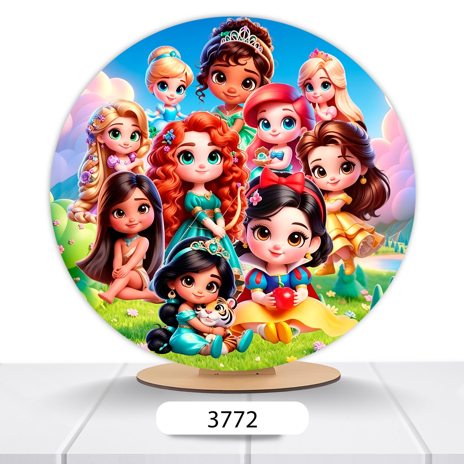 Painel Redondo Princesas Disney 50x50cm