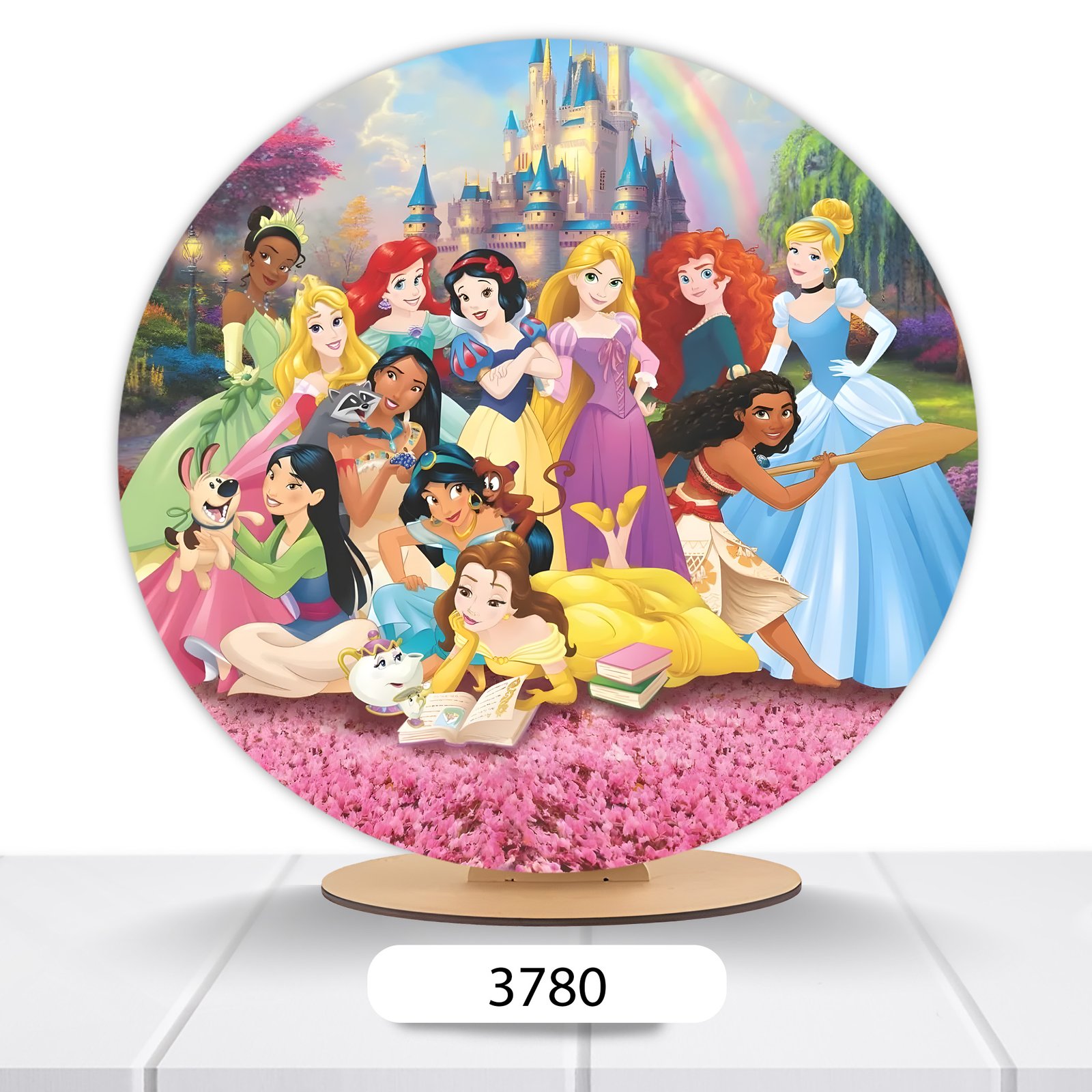 Painel Redondo Princesas Disney 50x50cm - Imagem 9