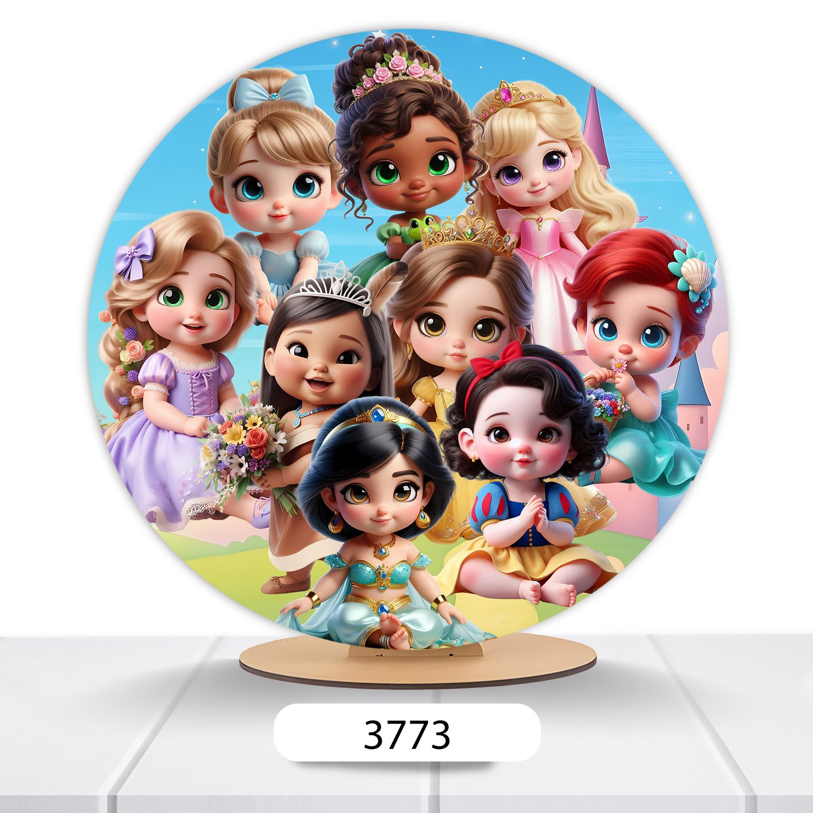 Painel Redondo Princesas Disney 50x50cm - Imagem 2