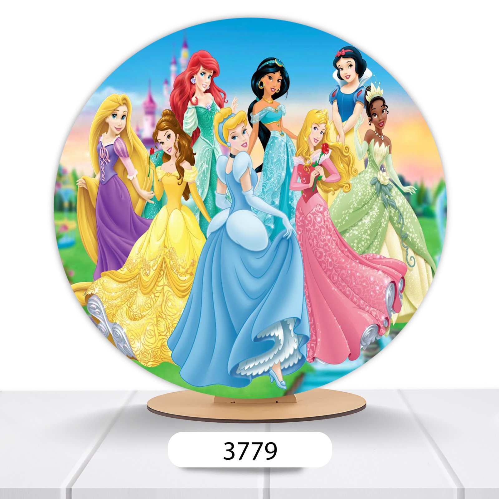 Painel Redondo Princesas Disney 50x50cm - Imagem 8