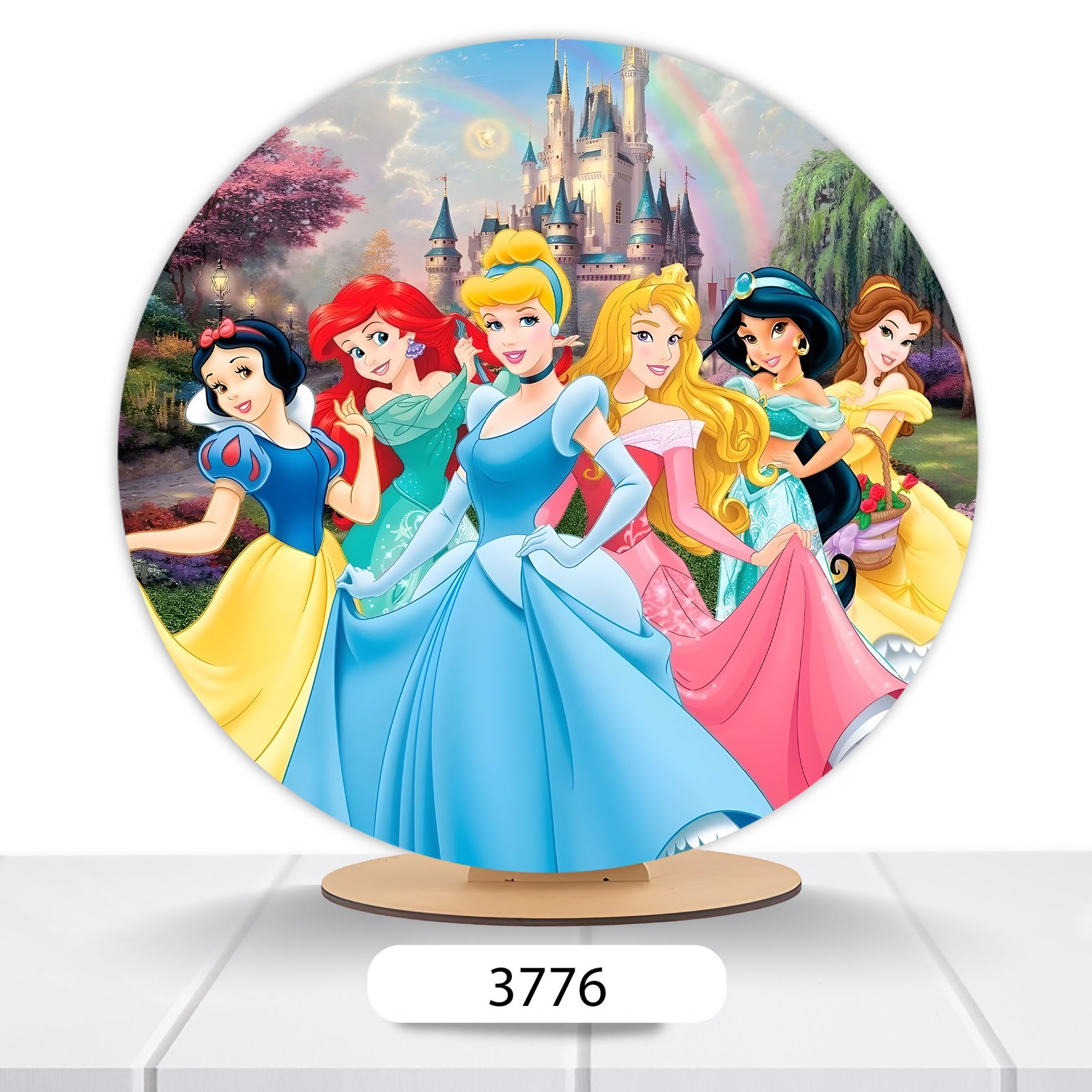Painel Redondo Princesas Disney 50x50cm - Imagem 5