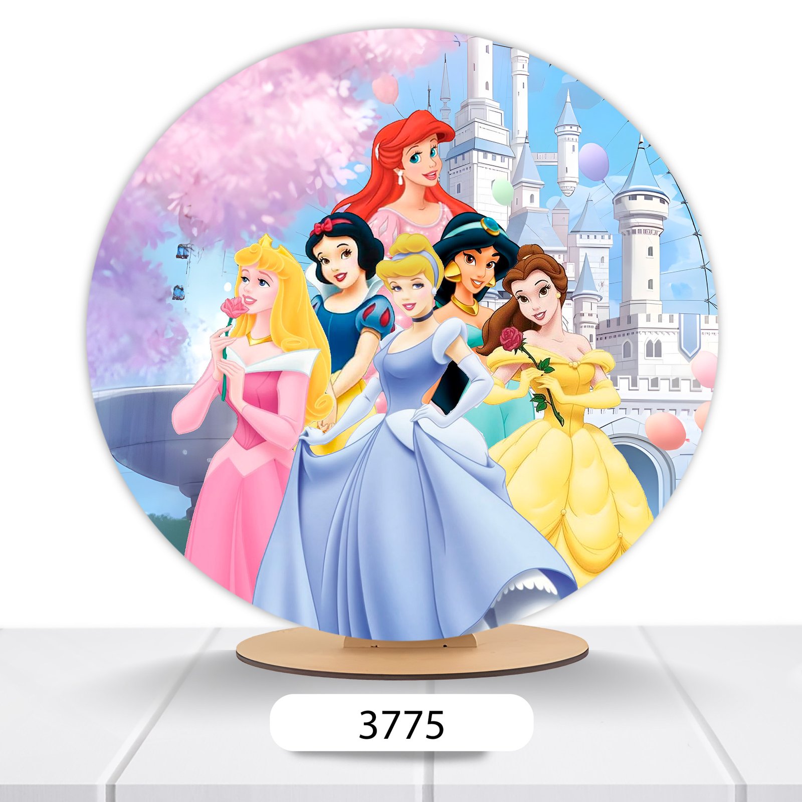 Painel Redondo Princesas Disney 50x50cm - Imagem 4