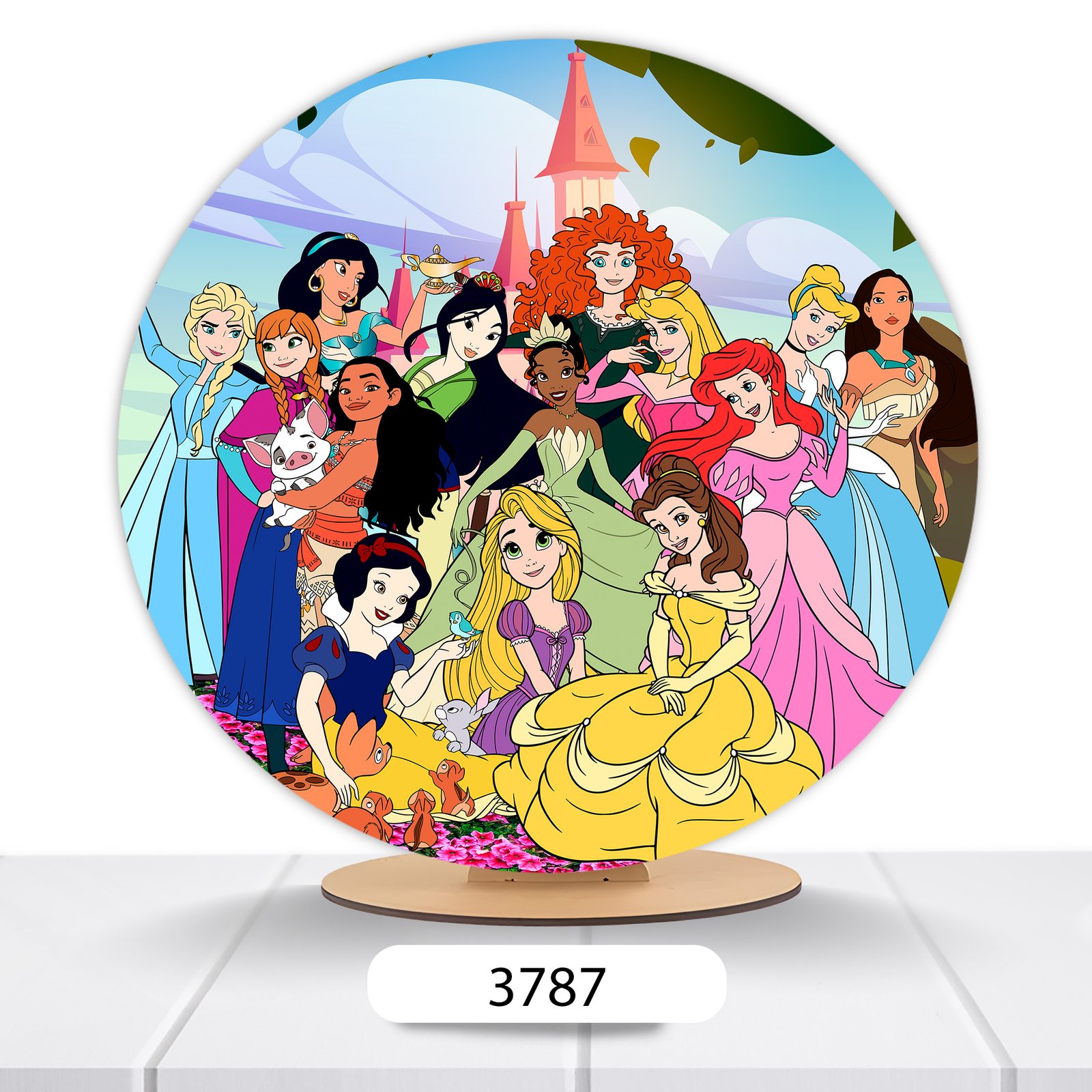 Painel Redondo Princesas Disney 50x50cm - Imagem 16