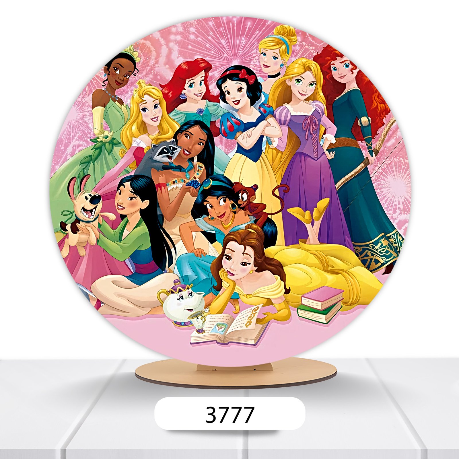 Painel Redondo Princesas Disney 50x50cm - Imagem 6