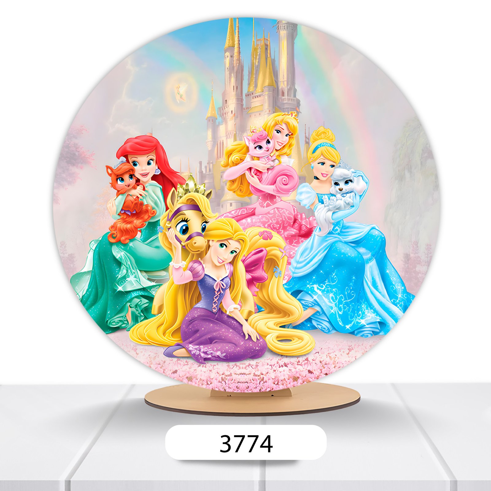 Painel Redondo Princesas Disney 50x50cm - Imagem 3