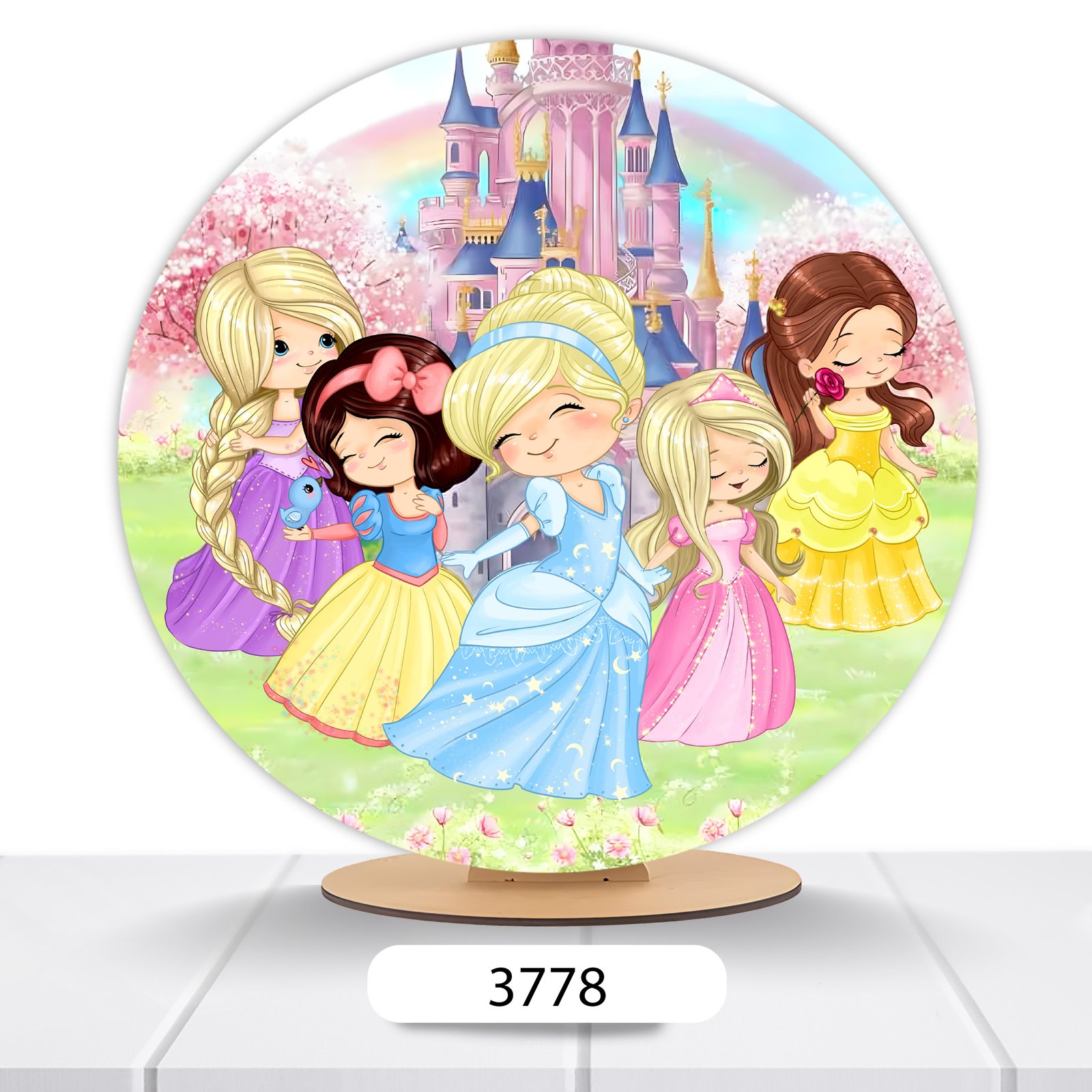 Painel Redondo Princesas Disney 50x50cm - Imagem 7