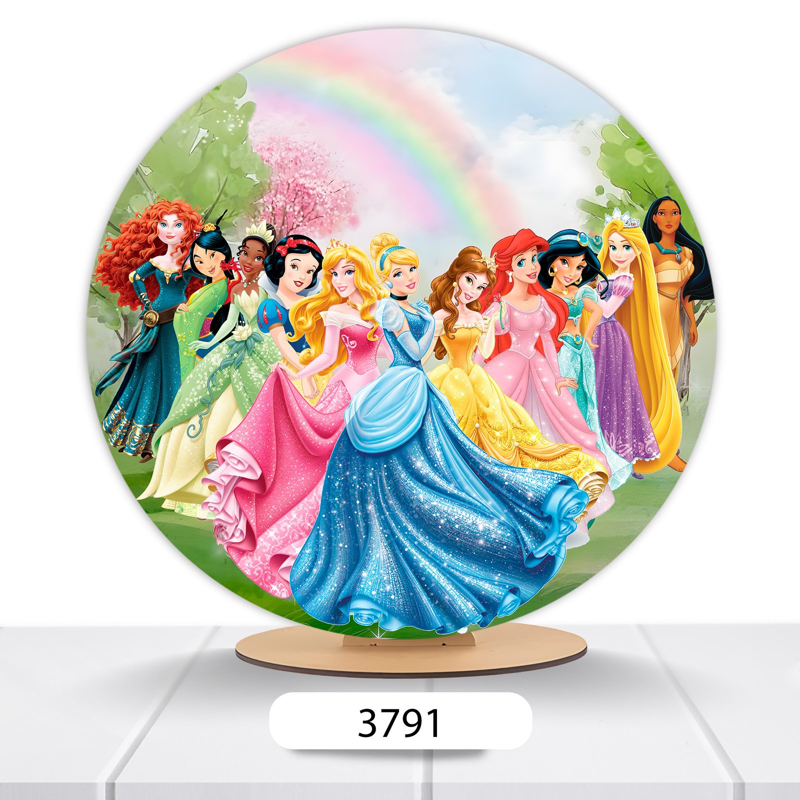 Painel Redondo Princesas Disney 50x50cm - Imagem 20