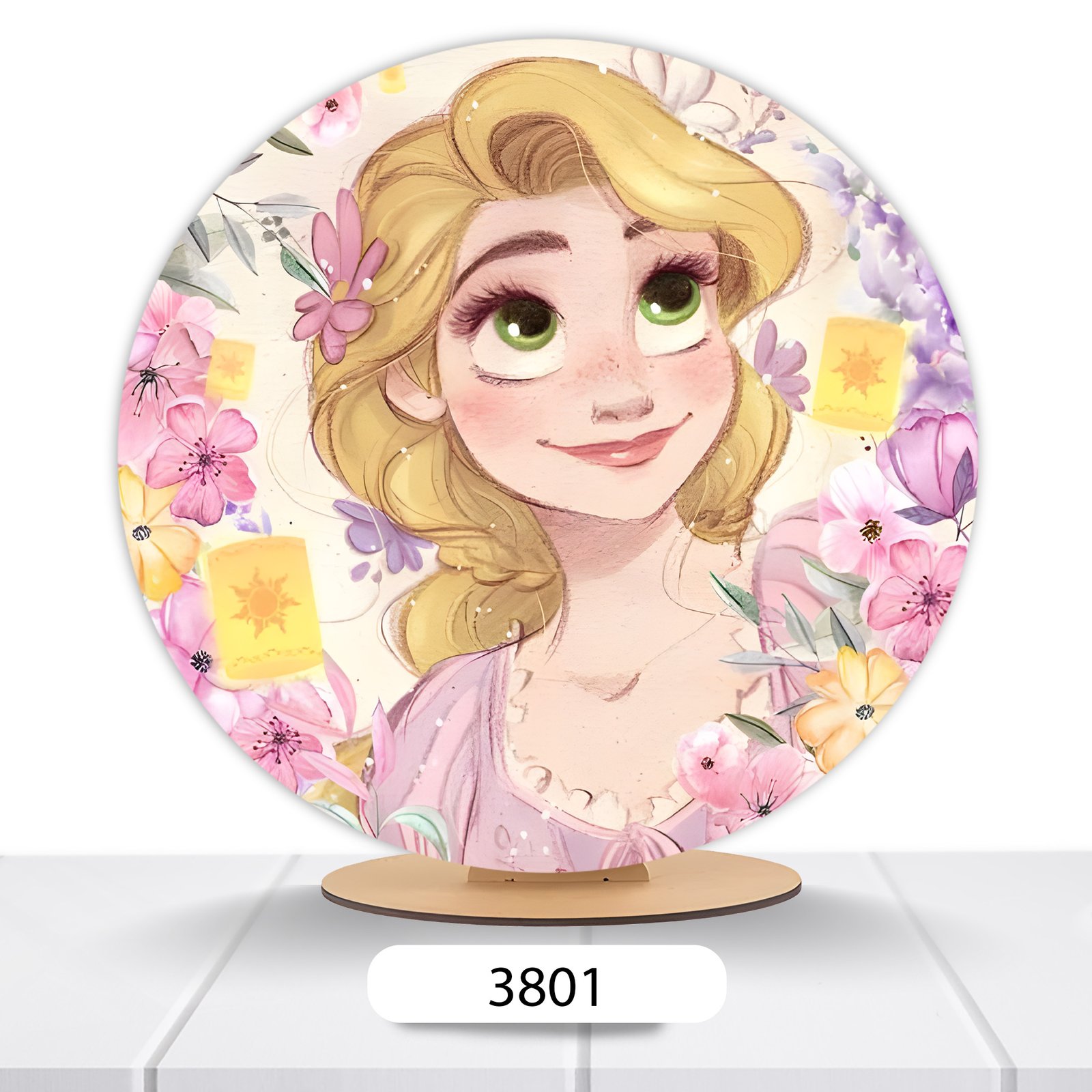 Painel Redondo Rapunzel 50x50cm