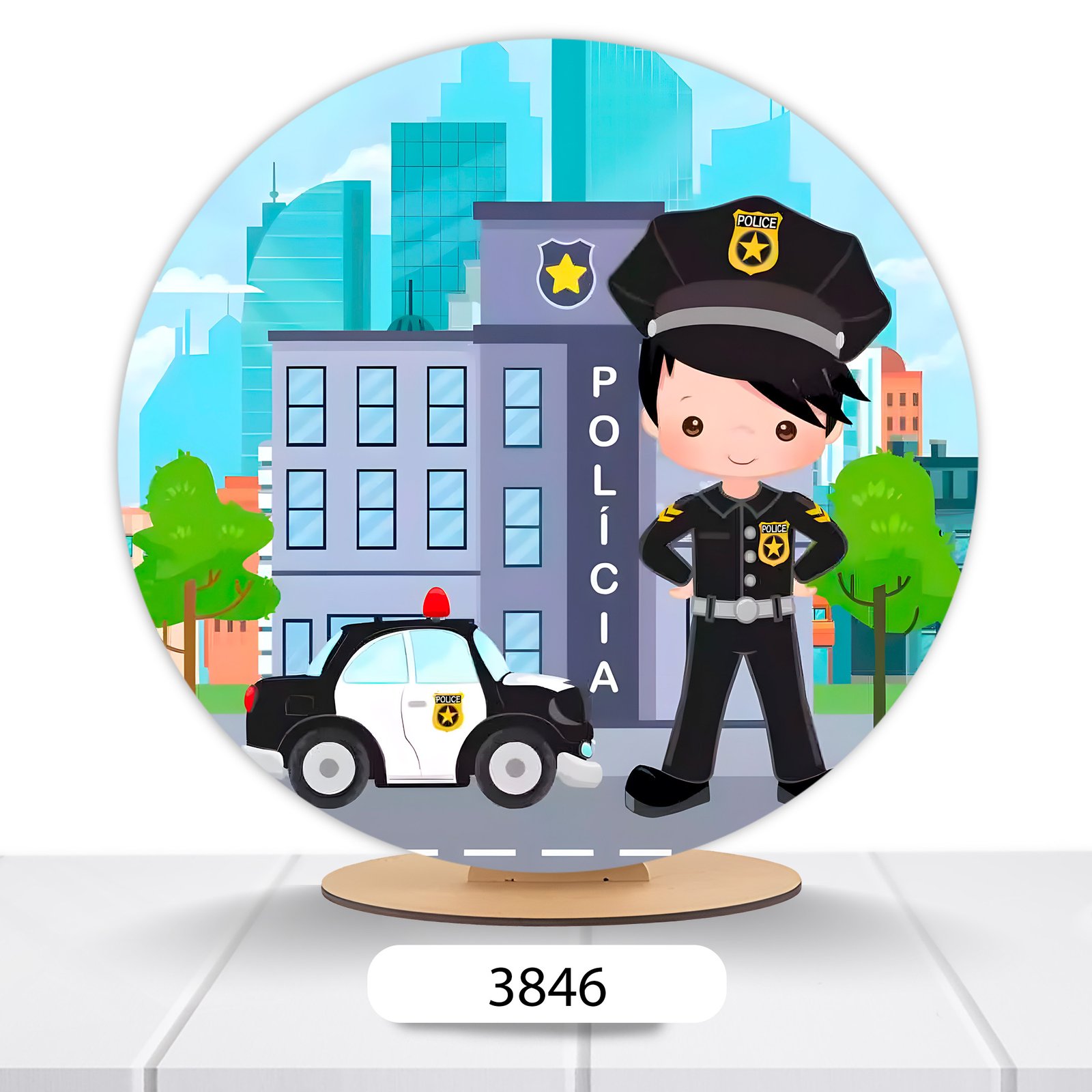 Painel Redondo Policial 50x50cm