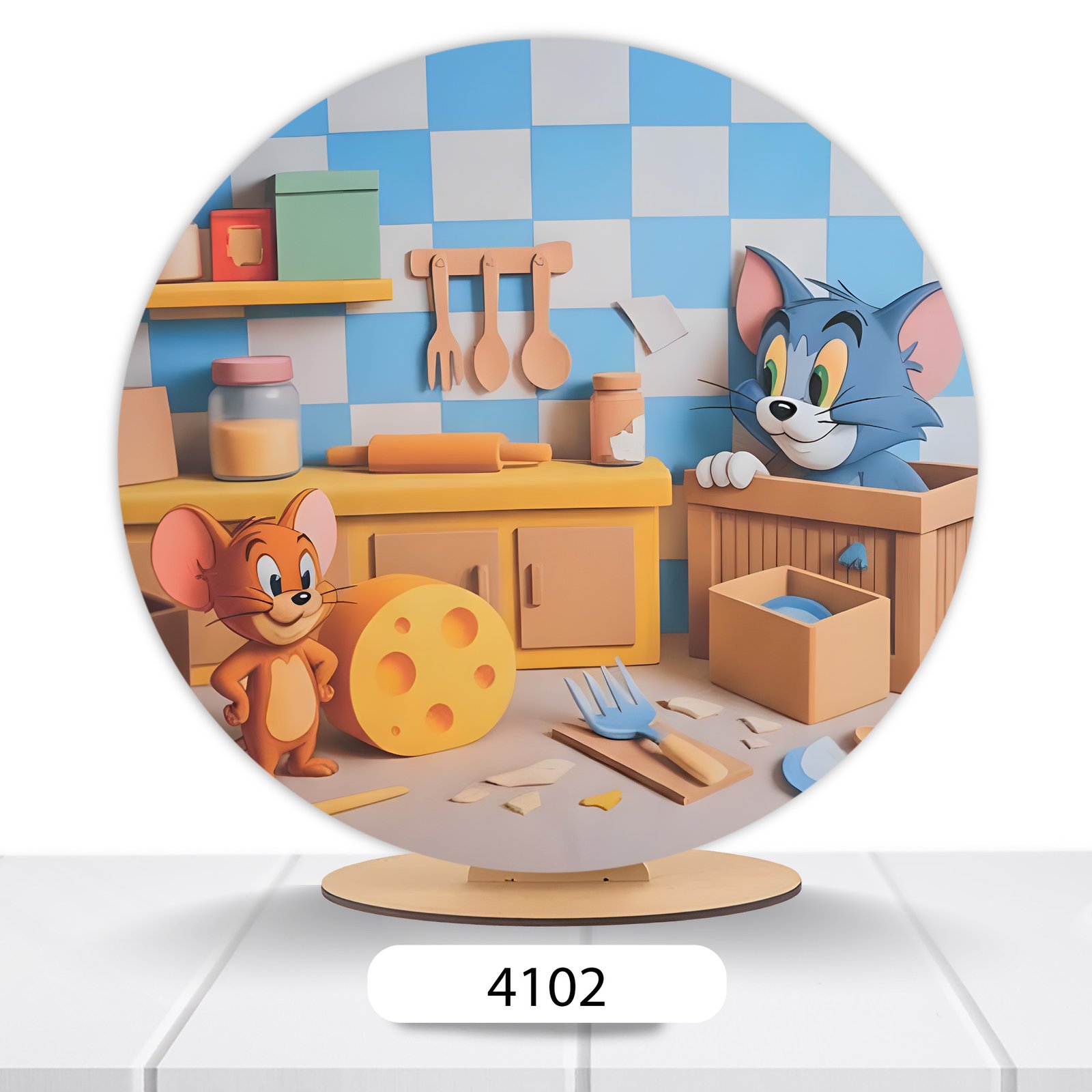 Painel Redondo Tom E Jerry 50x50cm - Imagem 3