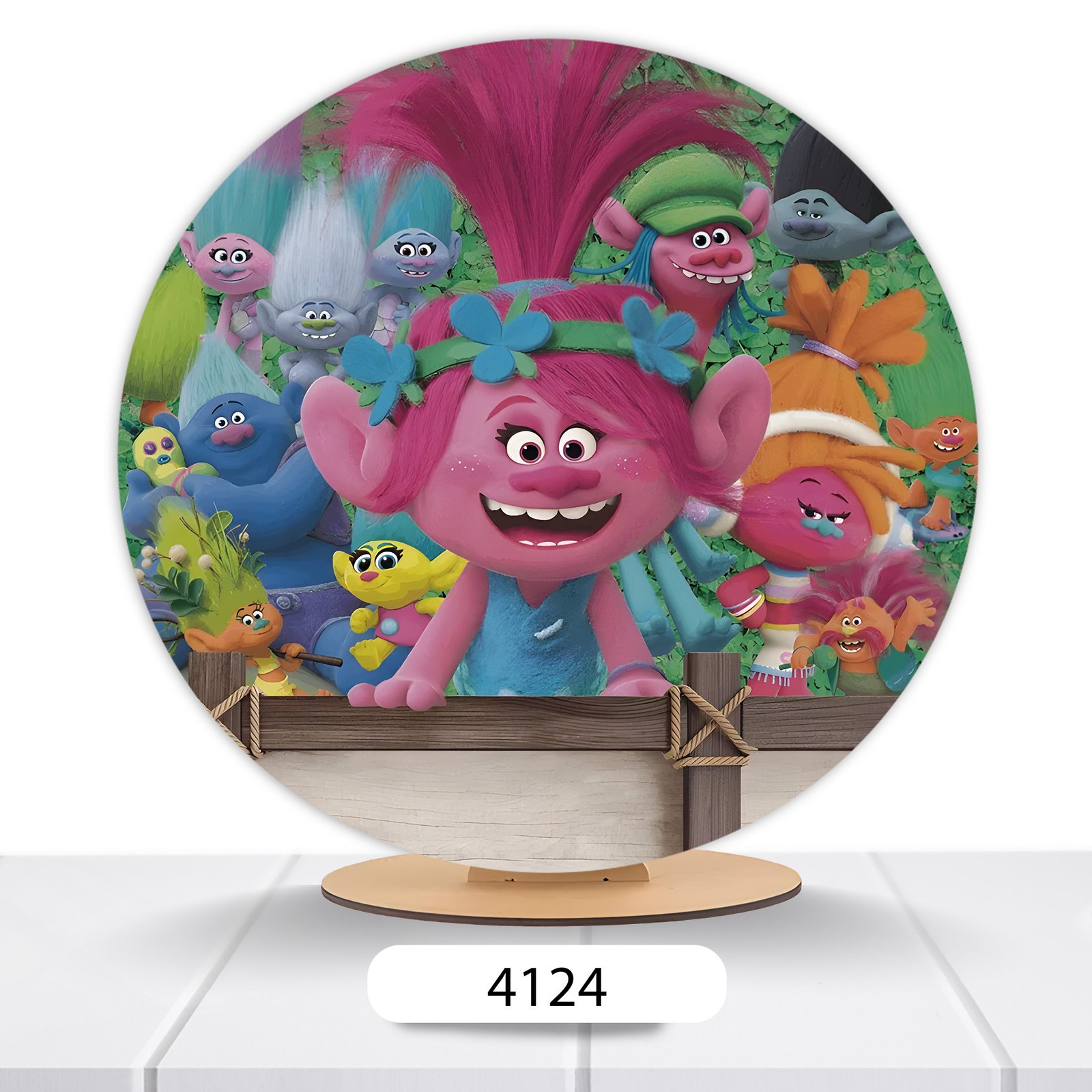 Painel Redondo Trolls 50x50cm