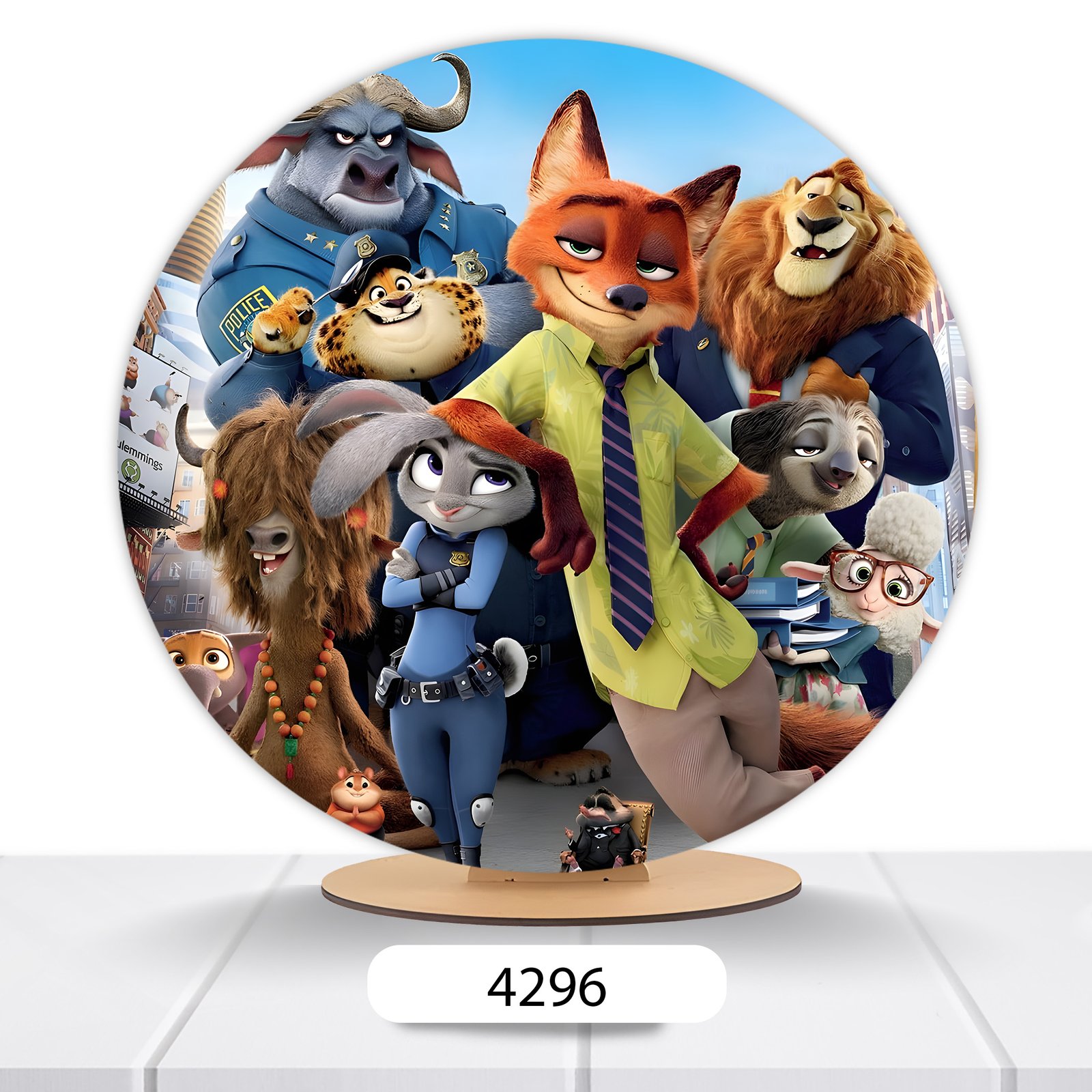 Painel Redondo Zootopia 50x50cm