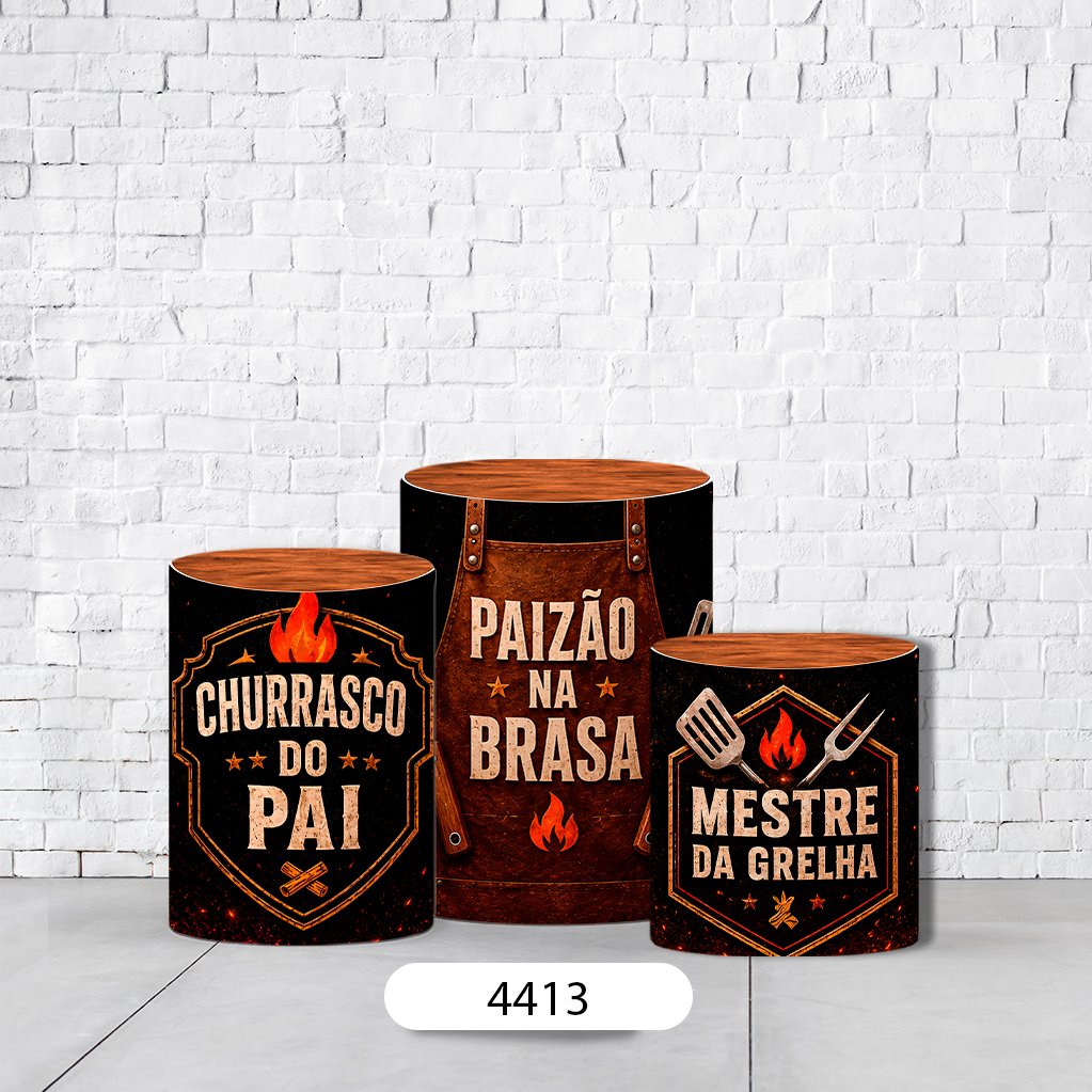 Trio de Cilindros Para Festas Dia Dos Pais Em Tecido Helanca C/Elástico  TRIODE772